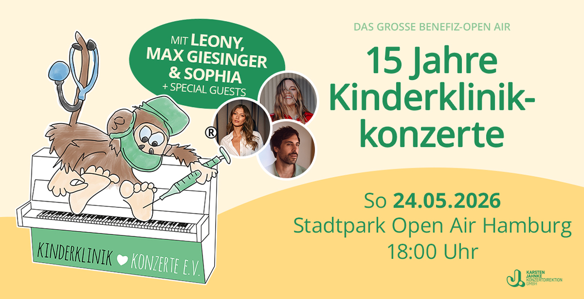 Tickets 15 Jahre Kinderklinikkonzerte, mit Leony, Max Giesinger & Sophia + Special Guests in Hamburg